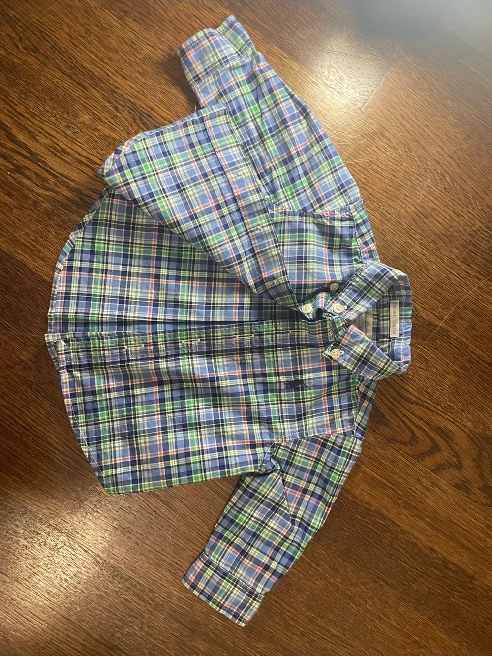 Ralph Lauren Plaid Button-Down Shirt - Blue, Green & White with Pink Accent